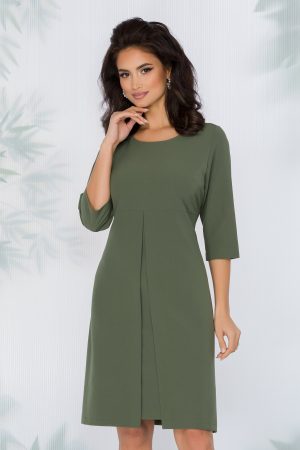 Rochie Iunona kaki cu pliu maxi in talie