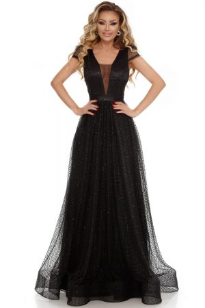 Rochie lunga de seara neagra Rn 1707n