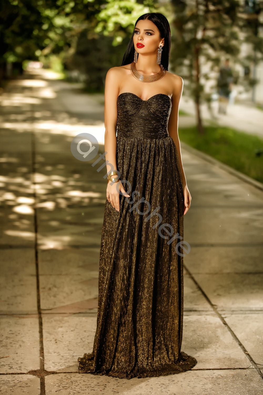 Rochie lunga din crepe Rn 910t