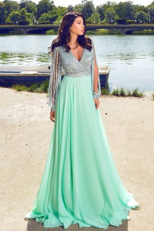 Rochie lunga eleganta cu bust paiete RN 2468