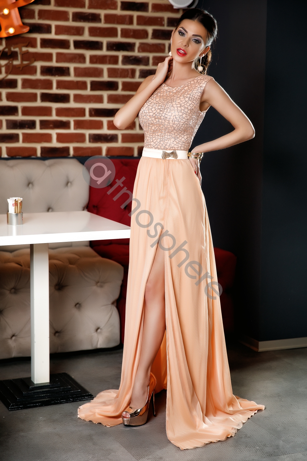 Rochie lunga somon Rn 1220