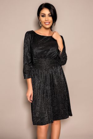 Rochie midi neagra din crepe Rn 2134