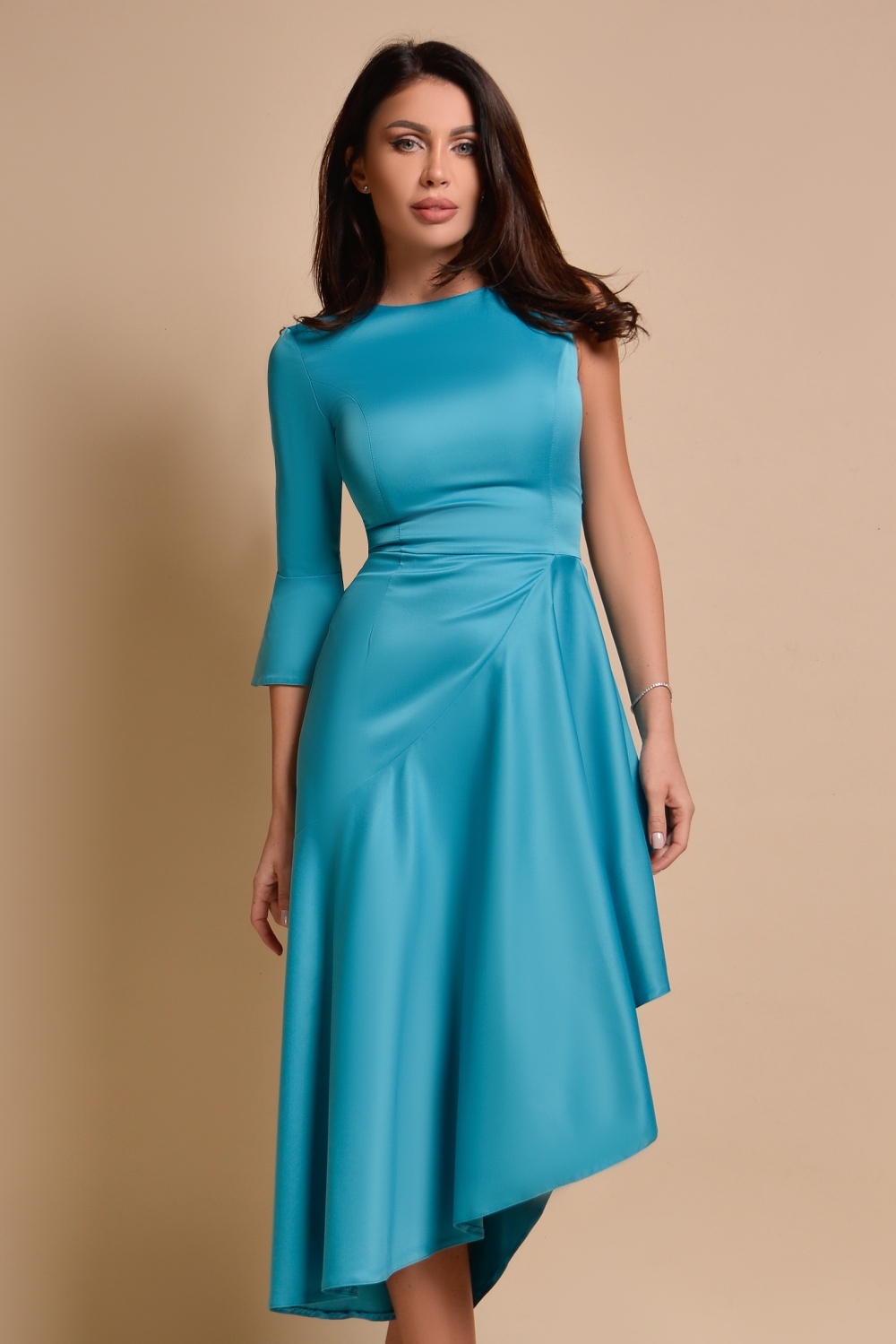 Rochie midi tafta elastica turquaz RN2522