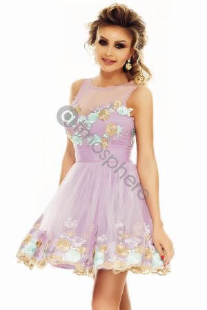 Rochie scurta baby-doll lila Rn 1746
