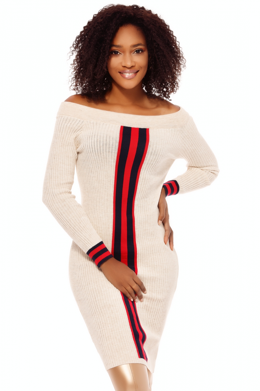 ROCHIE TRICOTATA TREI SFERTURI CREM CU DUNGI TR 2045C