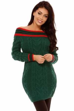 ROCHIE TRICOTATA TREI SFERTURI VERDE CU TORSADE TR 3244V
